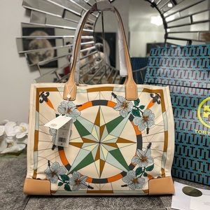 Tory Burch ELLA PRINTED TOTE BAG Floral Compass